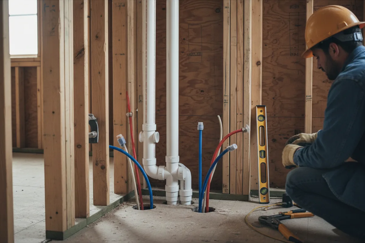 Drain and supply rough-in during Sump Pump Repair in Sprakers