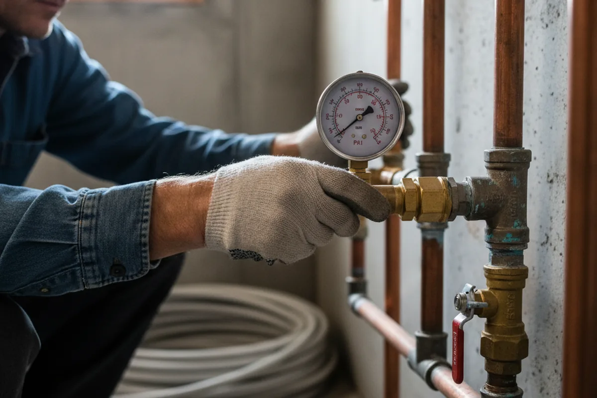 Pressure testing a repaired line during Water Line Repair in Sprakers